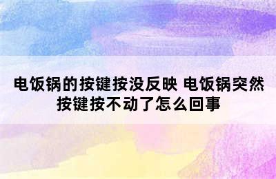 电饭锅的按键按没反映 电饭锅突然按键按不动了怎么回事